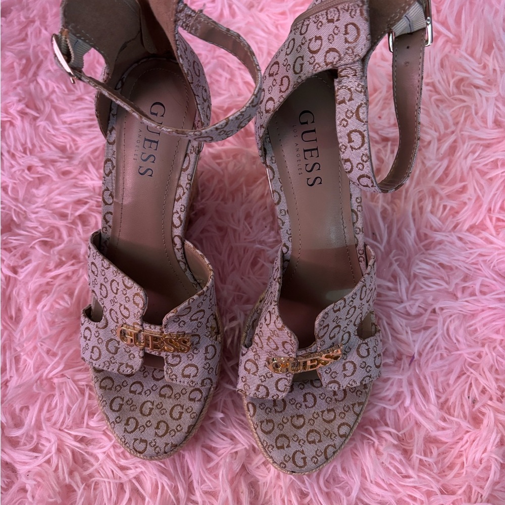 Guess Pink Sparkly Sandals with Bow Details